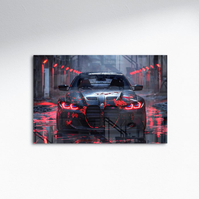Car photography on a metal print